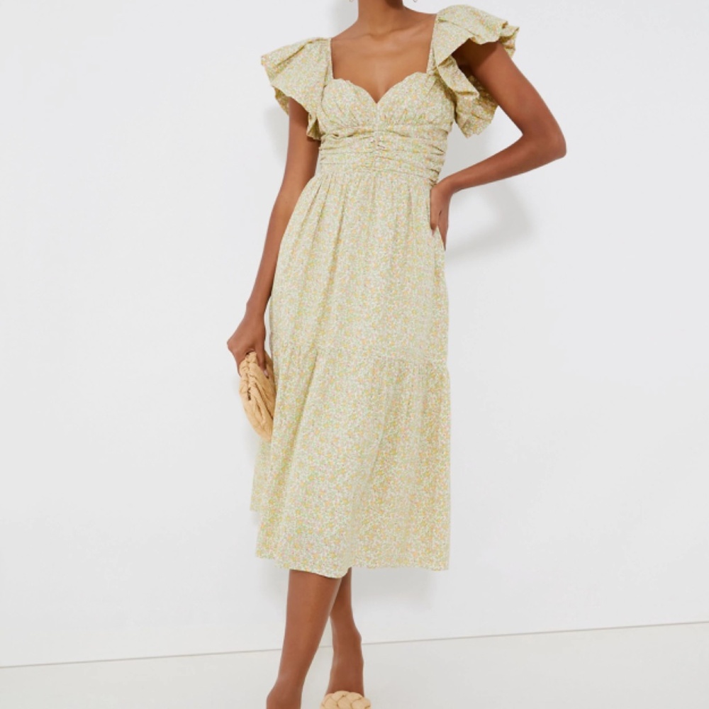 Tuckernuck Hyacinth House Sweetheart Shae Floral Ruffle Midi Dress Sz S